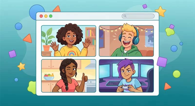 Friends video chatting and gaming together on FaceFlow